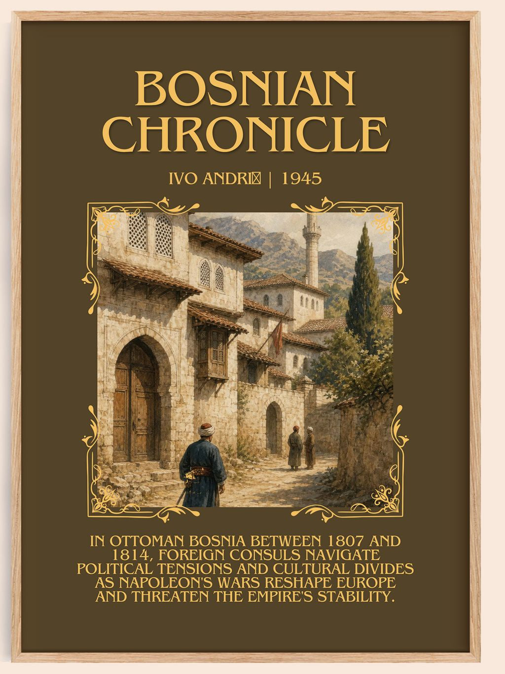 Bosnian Chronicle Minimalist Book Poster by Ivo Andrić – book poster