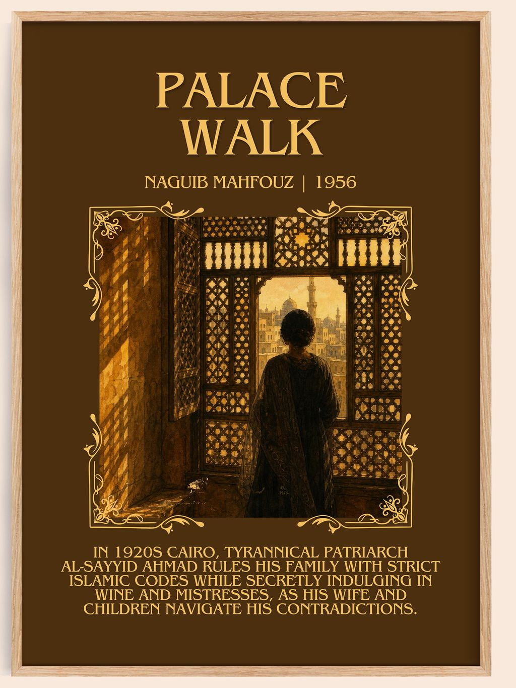 Palace Walk Minimalist Book Poster by Naguib Mahfouz – book poster