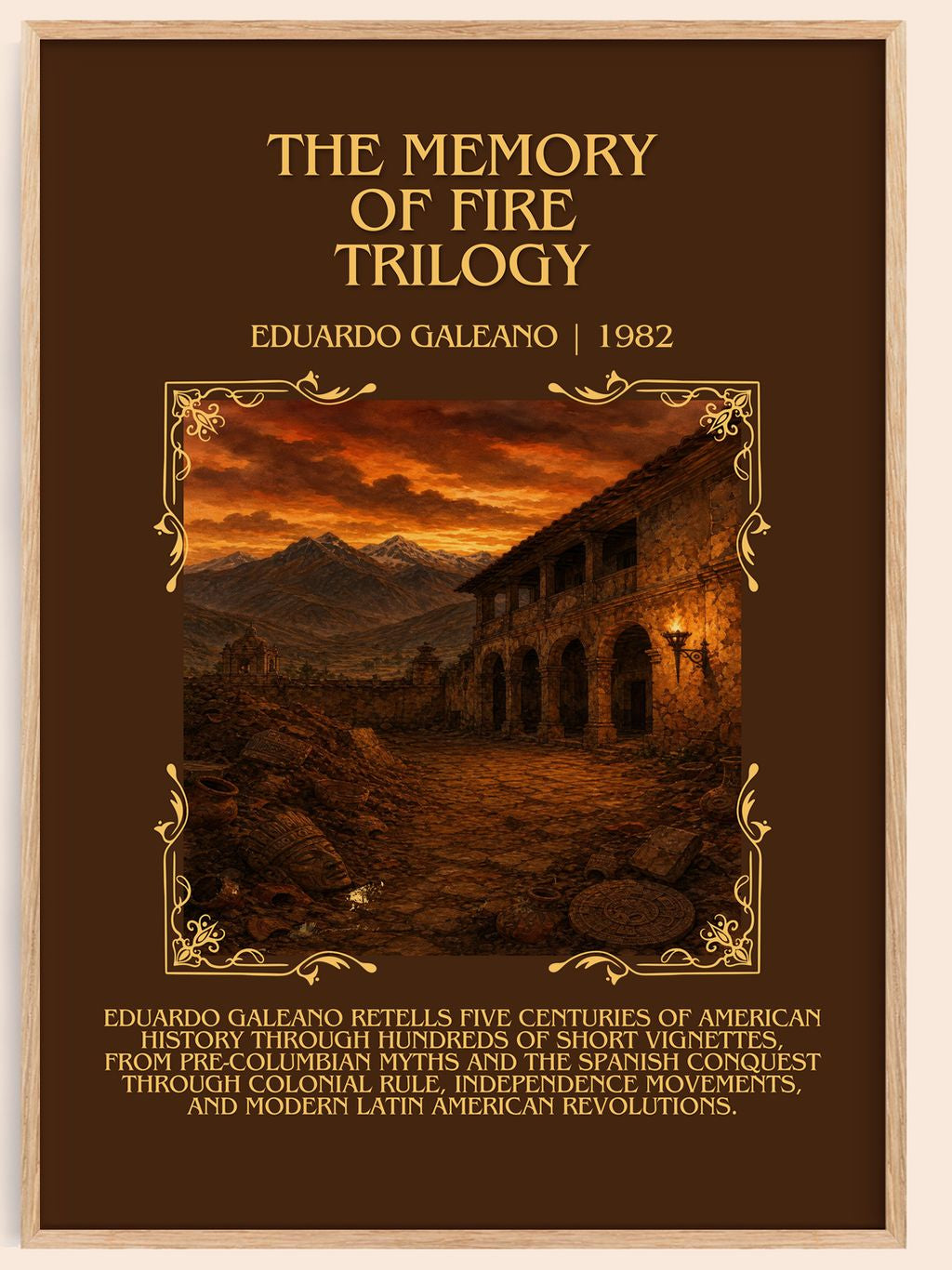 The Memory of Fire Trilogy Minimalist Book Poster by Eduardo Galeano – book poster
