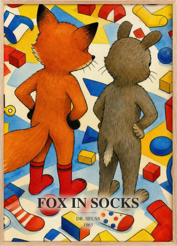 Fox In Socks Book Watercolour Illustration by Dr. Seuss