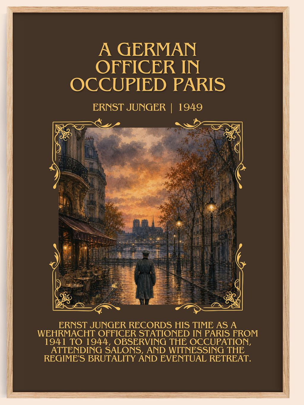 German Officer in Occupied Paris Minimalist Book Poster by E. Jünger – book poster