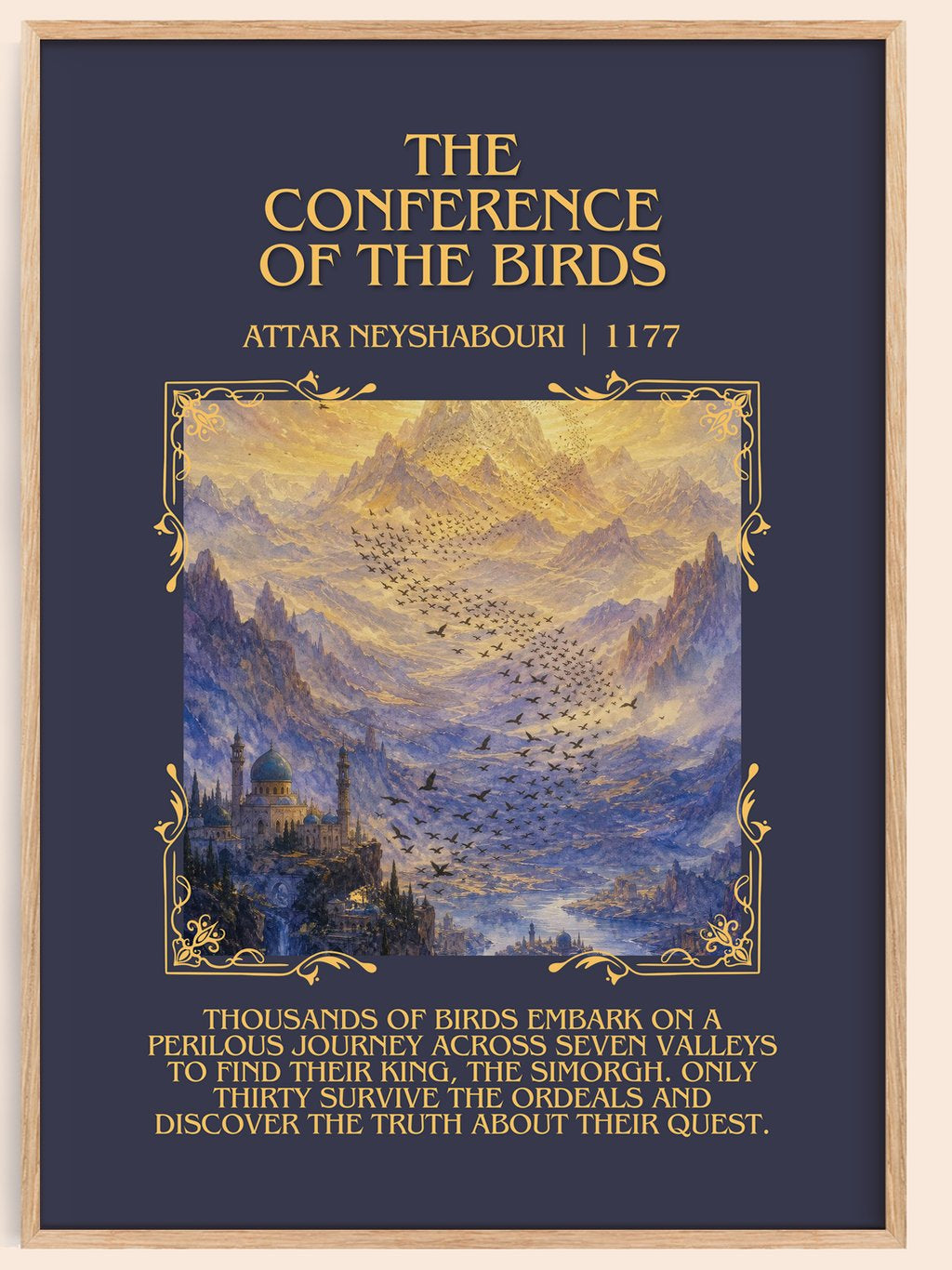 Conference Of The Birds Minimalist Book Poster by Attar Neyshabouri – book poster