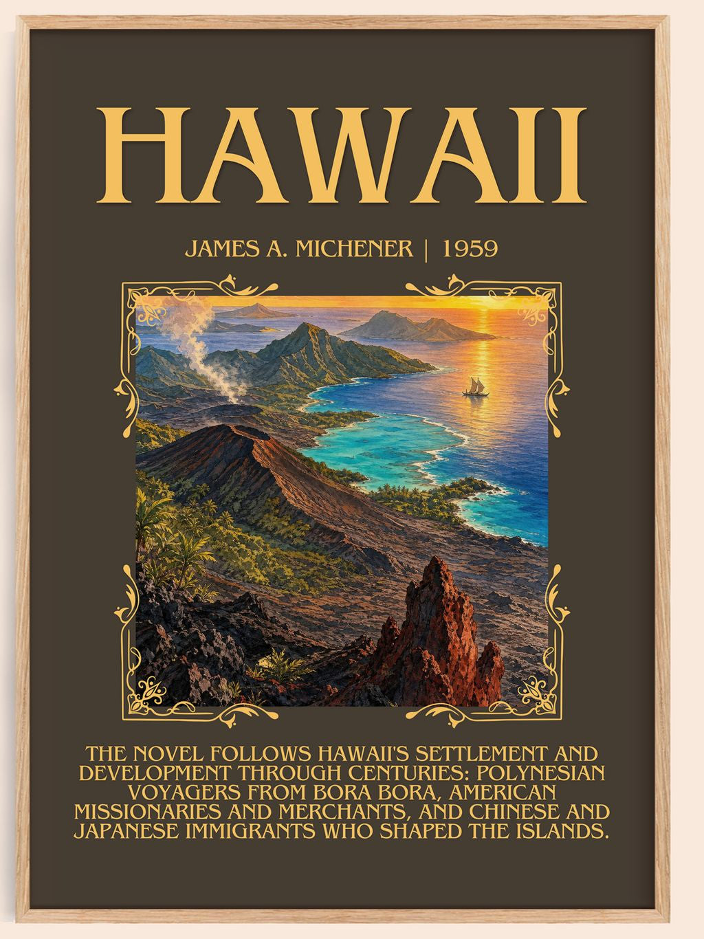 Hawaii Minimalist Book Poster by James A. Michener – book poster
