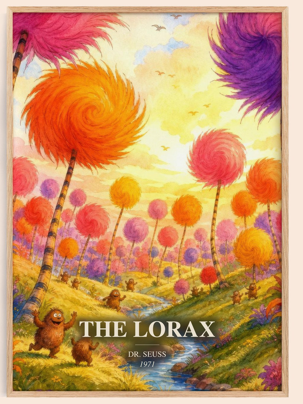 The Lorax watercolour book poster by Dr. Seuss – framed literary art print