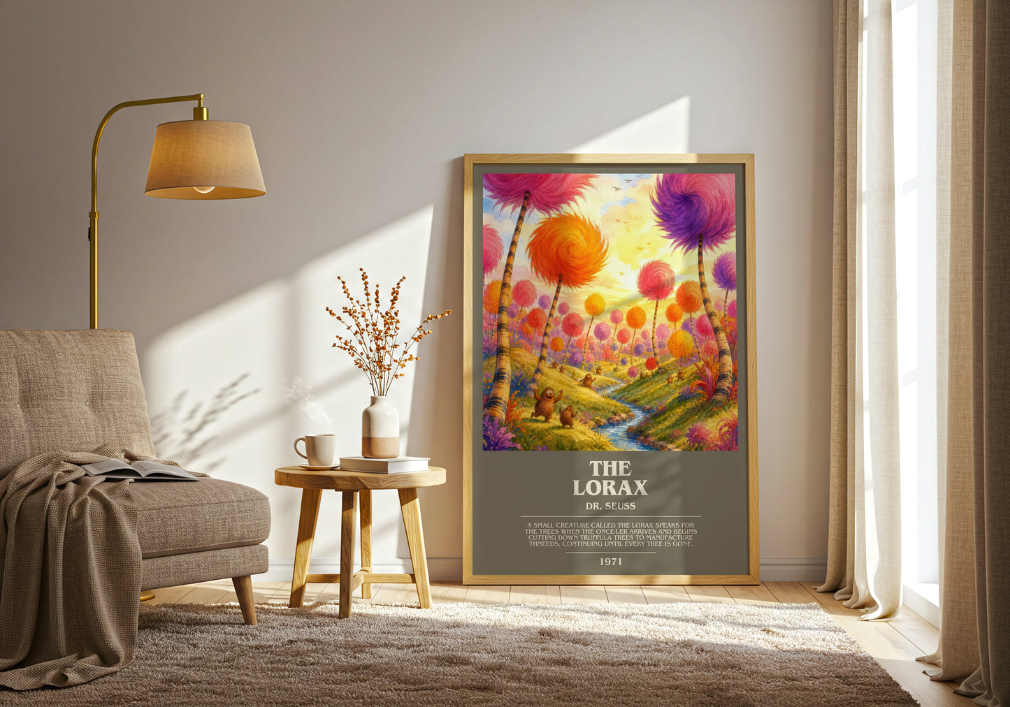 The Lorax bookish print on bookshelf – Dr. Seuss fan gift