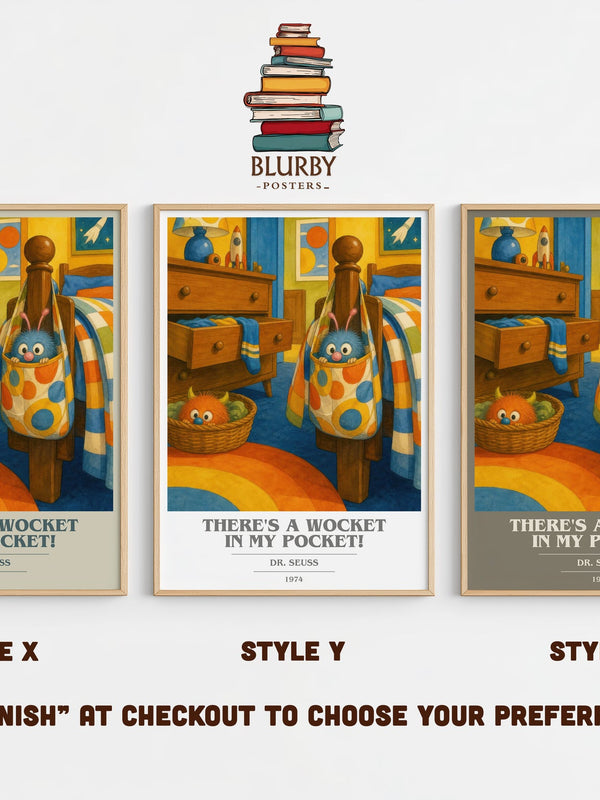 There'S A Wocket In My Pocket! book cover print in frame leaning in hallway – childrens wall art