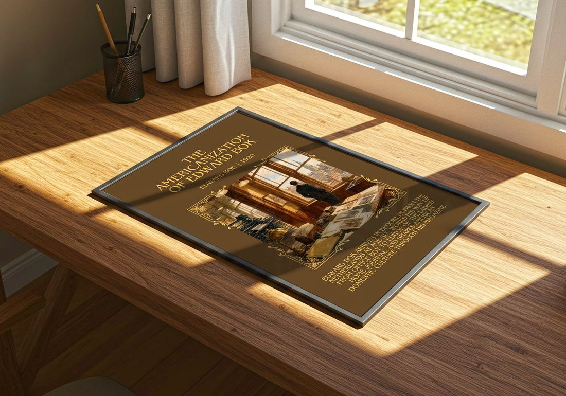 The Americanization of Edward Bok Minimalist Book Poster by Edward Bok – print on a sunlit desk