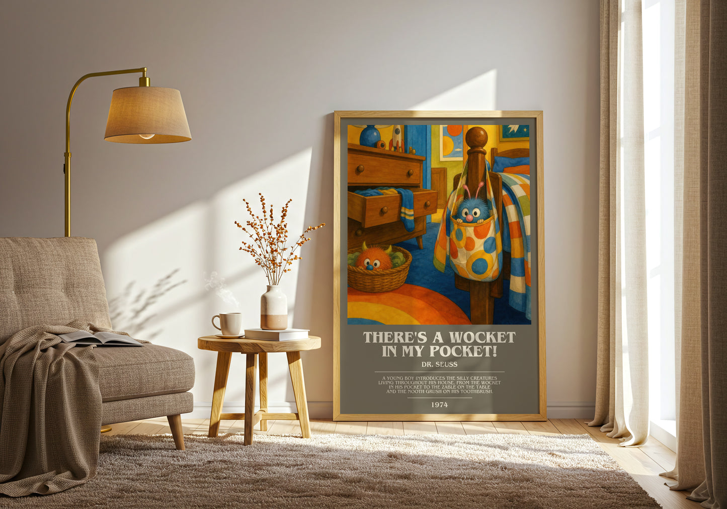 There'S A Wocket In My Pocket! bookish print on bookshelf – Dr. Seuss fan gift