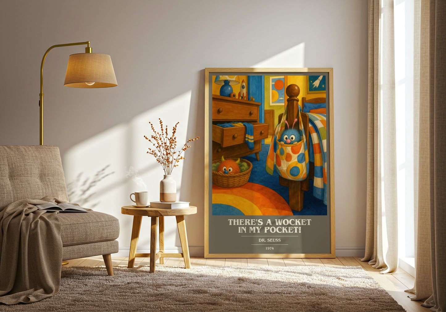There'S A Wocket In My Pocket! book cover print on bookshelf – Dr. Seuss fan gift