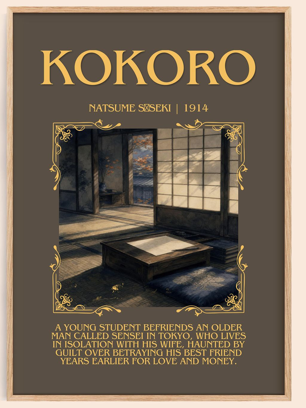 Kokoro Minimalist Book Poster by Natsume Sōseki – book poster