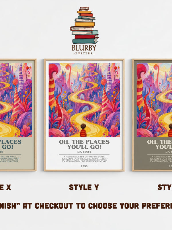 Oh, The Places You'Ll Go! bookish print in frame leaning in hallway – childrens wall art