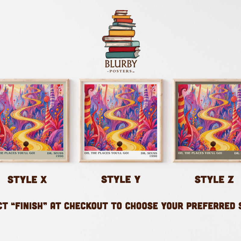 Oh, The Places You'Ll Go! literary print in frame leaning in hallway – childrens wall art