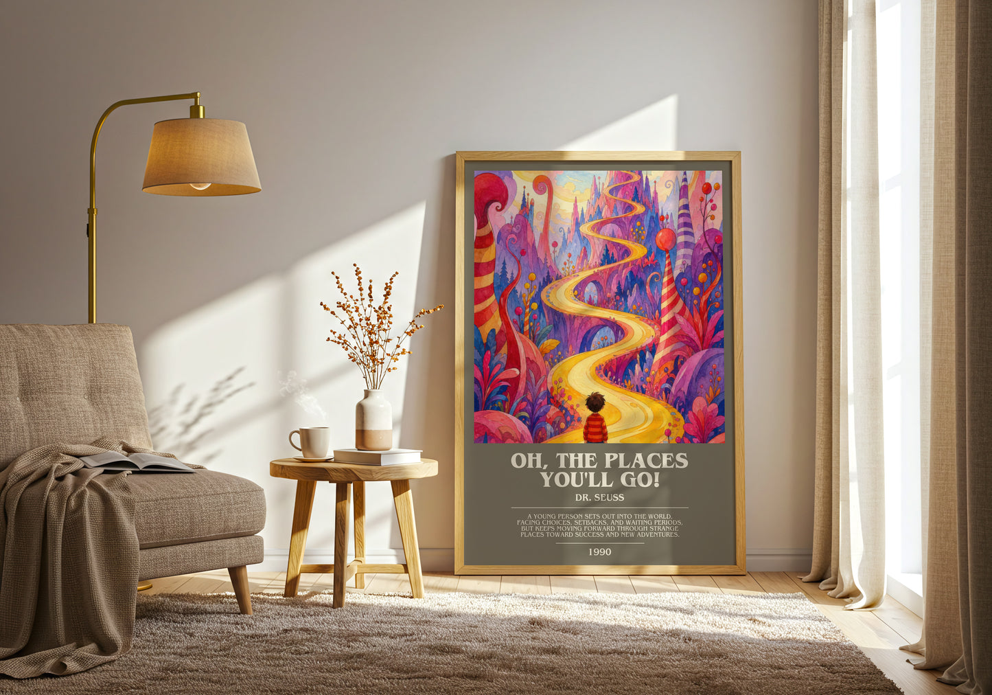 Oh, The Places You'Ll Go! bookish print on bookshelf – Dr. Seuss fan gift