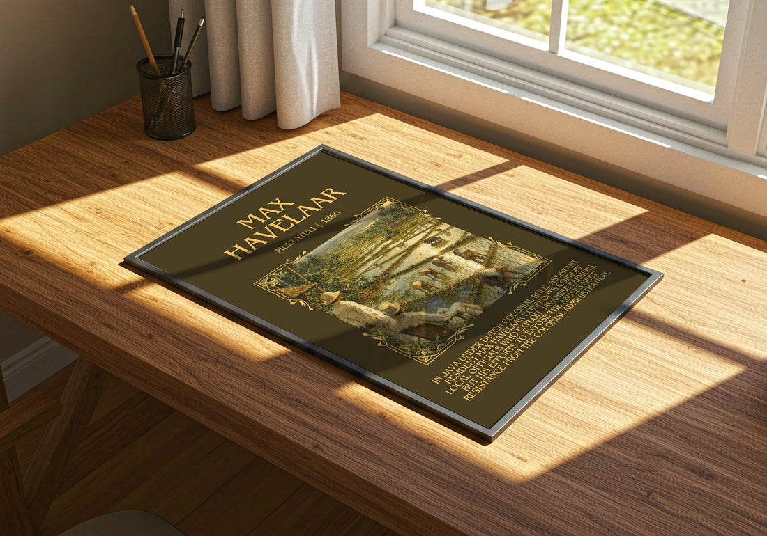 Max Havelaar Minimalist Book Poster by Multatuli – print on a sunlit desk
