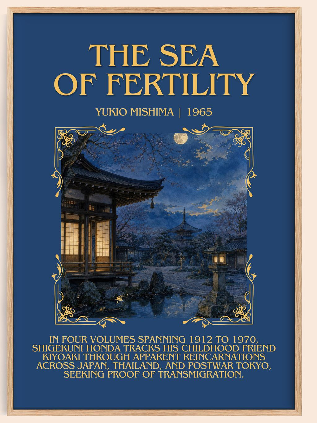 The Sea of Fertility Minimalist Book Poster by Yukio Mishima – book poster