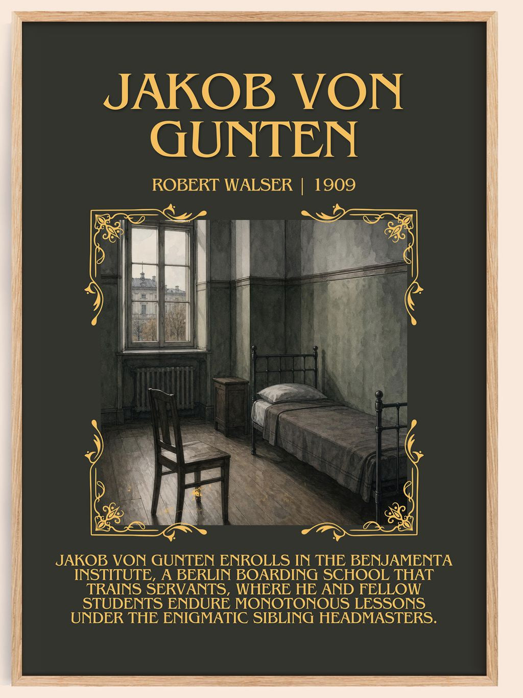Jakob Von Gunten Minimalist Book Poster by Robert Walser – book poster