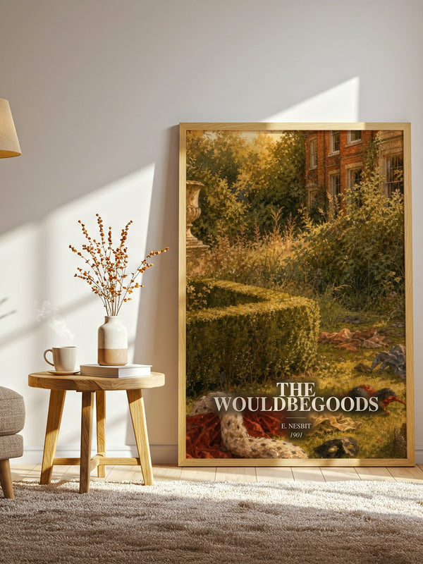 The Wouldbegoods watercolour print in frame leaning in hallway – childrens wall art