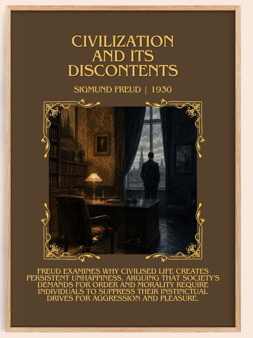 Civilization and Its Discontents Minimalist Book Poster by S. Freud – book poster