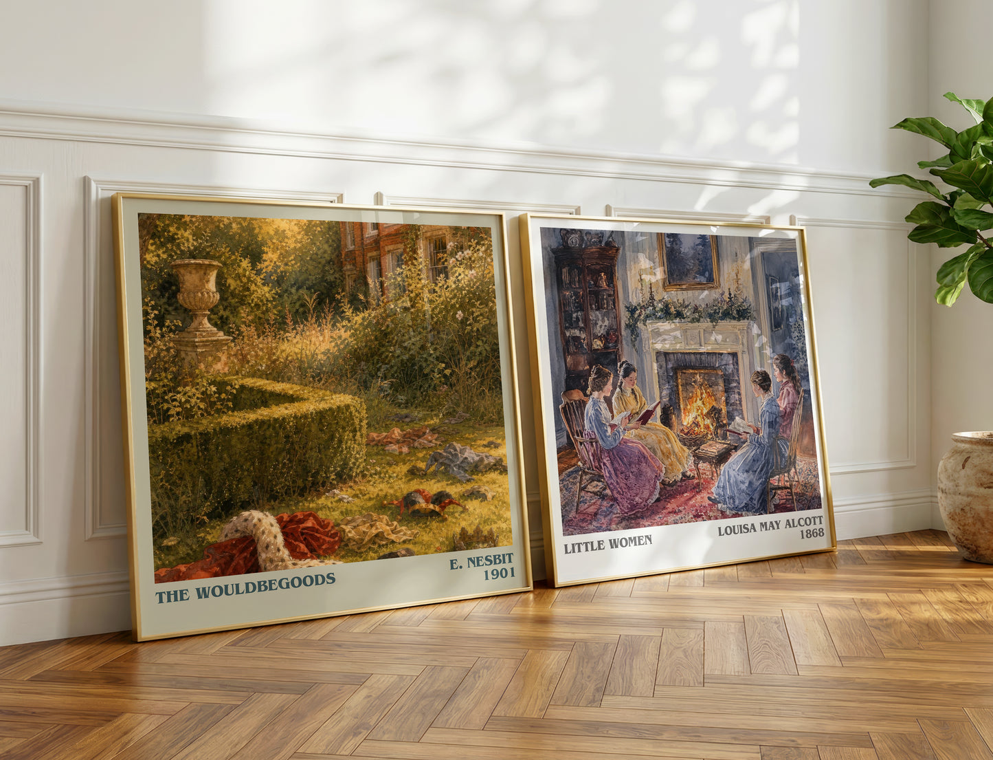 The Wouldbegoods literary print on bookshelf – E. Nesbit fan gift
