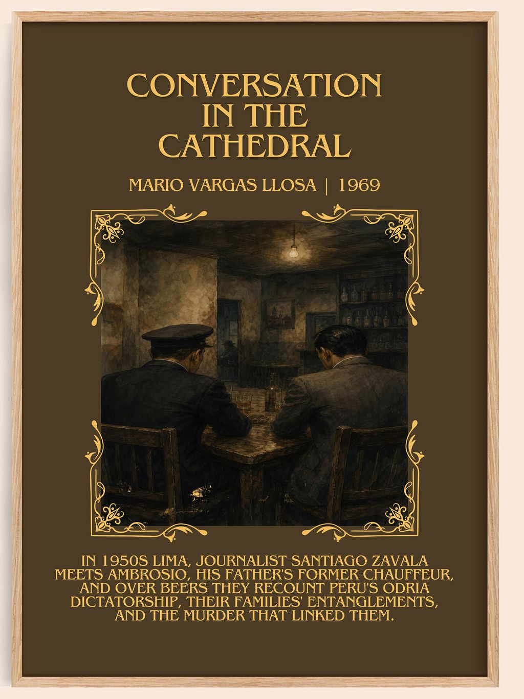 Conversation in the Cathedral Minimalist Book Poster by M. Llosa – book poster
