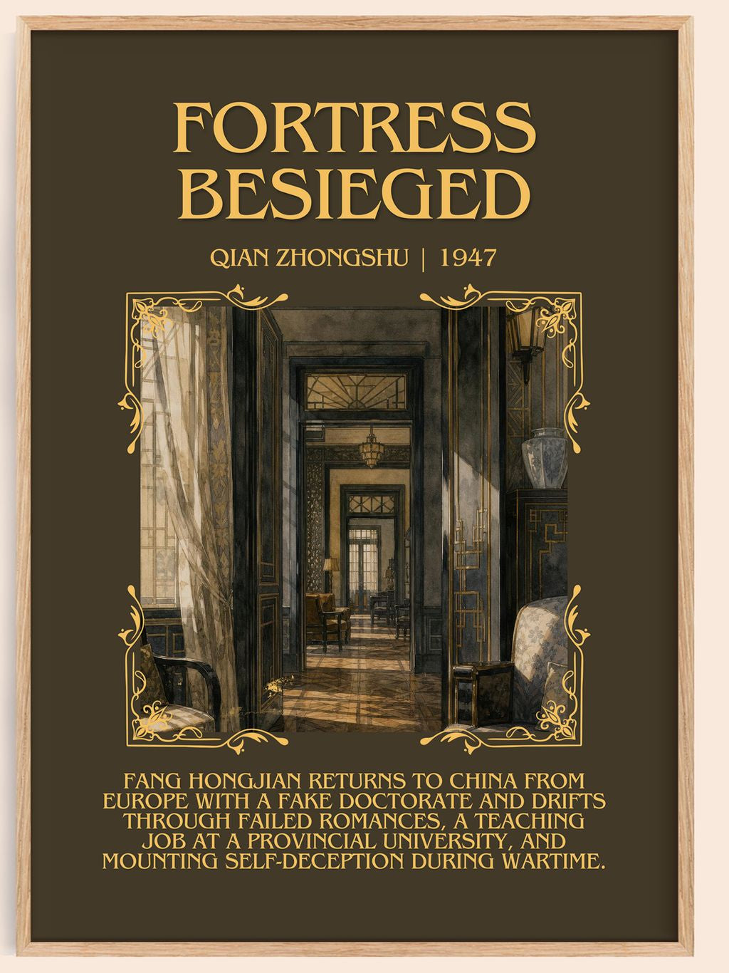 Fortress Besieged Minimalist Book Poster by Qian Zhongshu – book poster