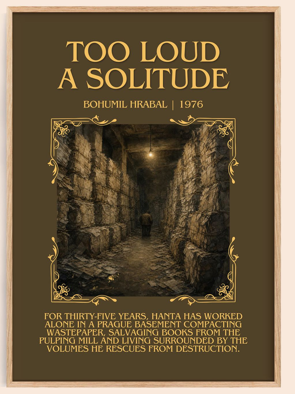Too Loud A Solitude Minimalist Book Poster by Bohumil Hrabal – book poster