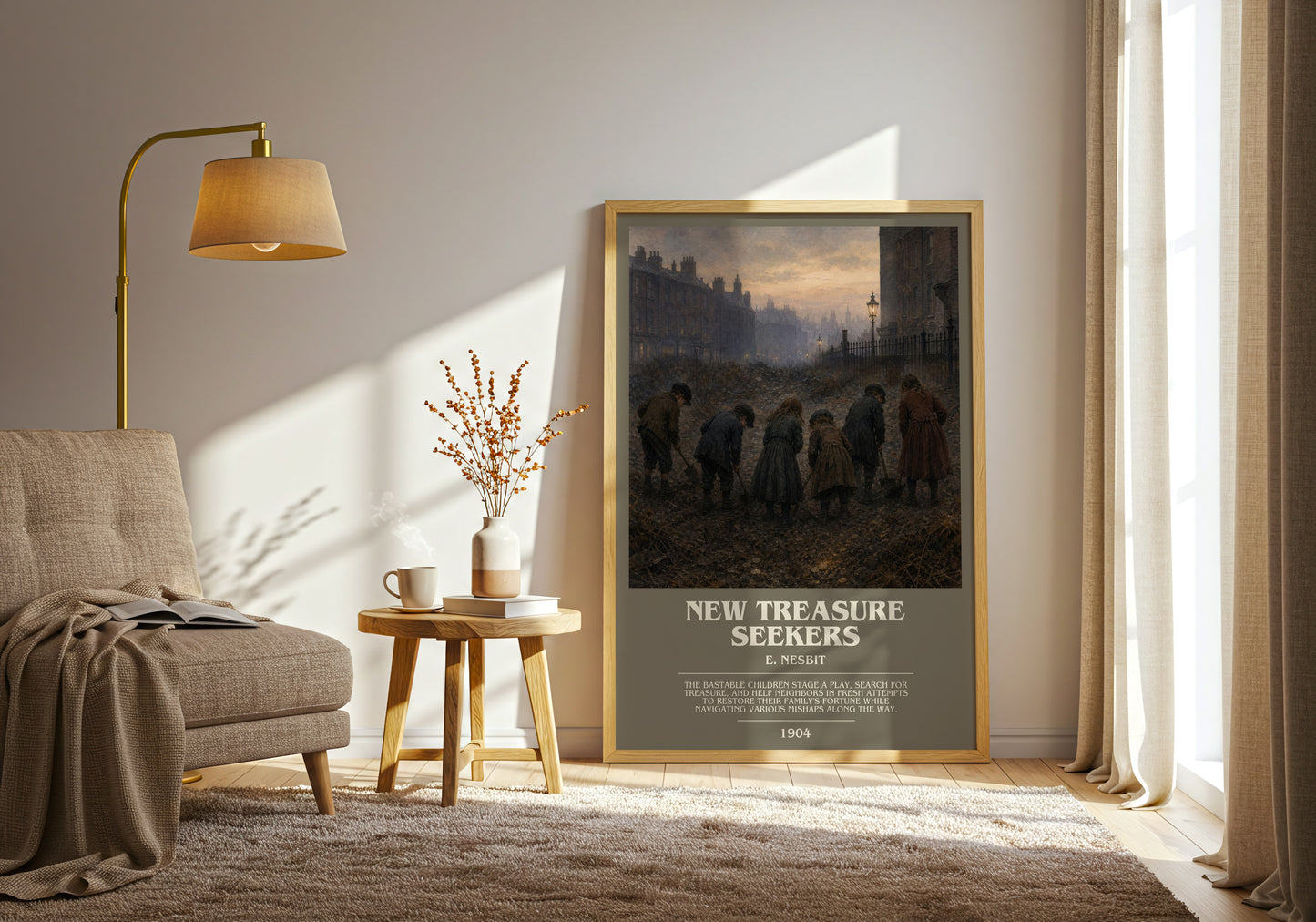 New Treasure Seekers bookish print on bookshelf – E. Nesbit fan gift