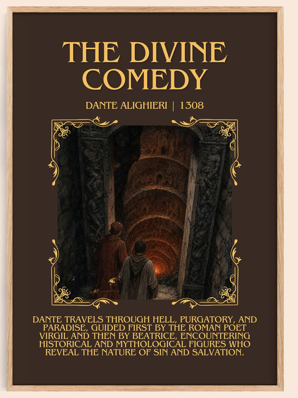 The Divine Comedy Minimalist Book Poster by Dante Alighieri – book poster