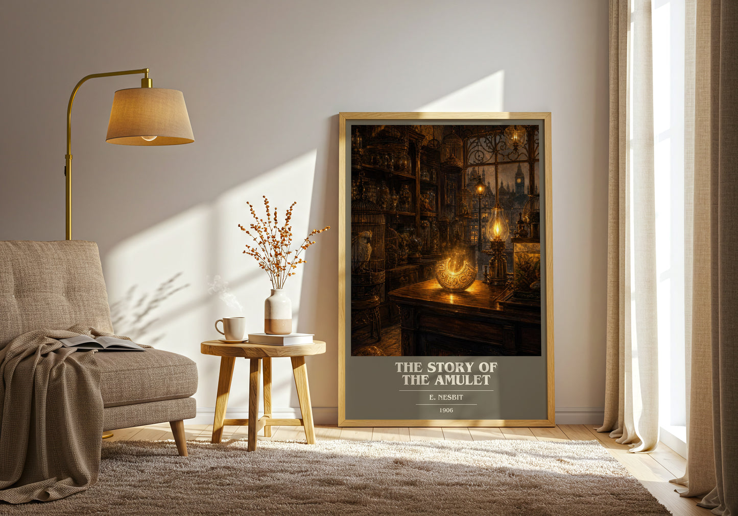 The Story Of The Amulet book cover print on bookshelf – E. Nesbit fan gift
