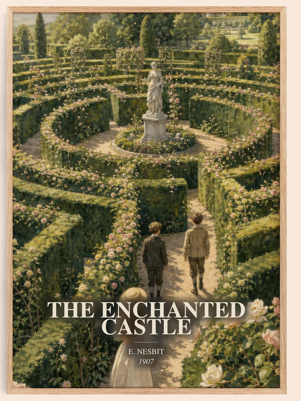 The Enchanted Castle watercolour book poster by E. Nesbit – framed literary art print