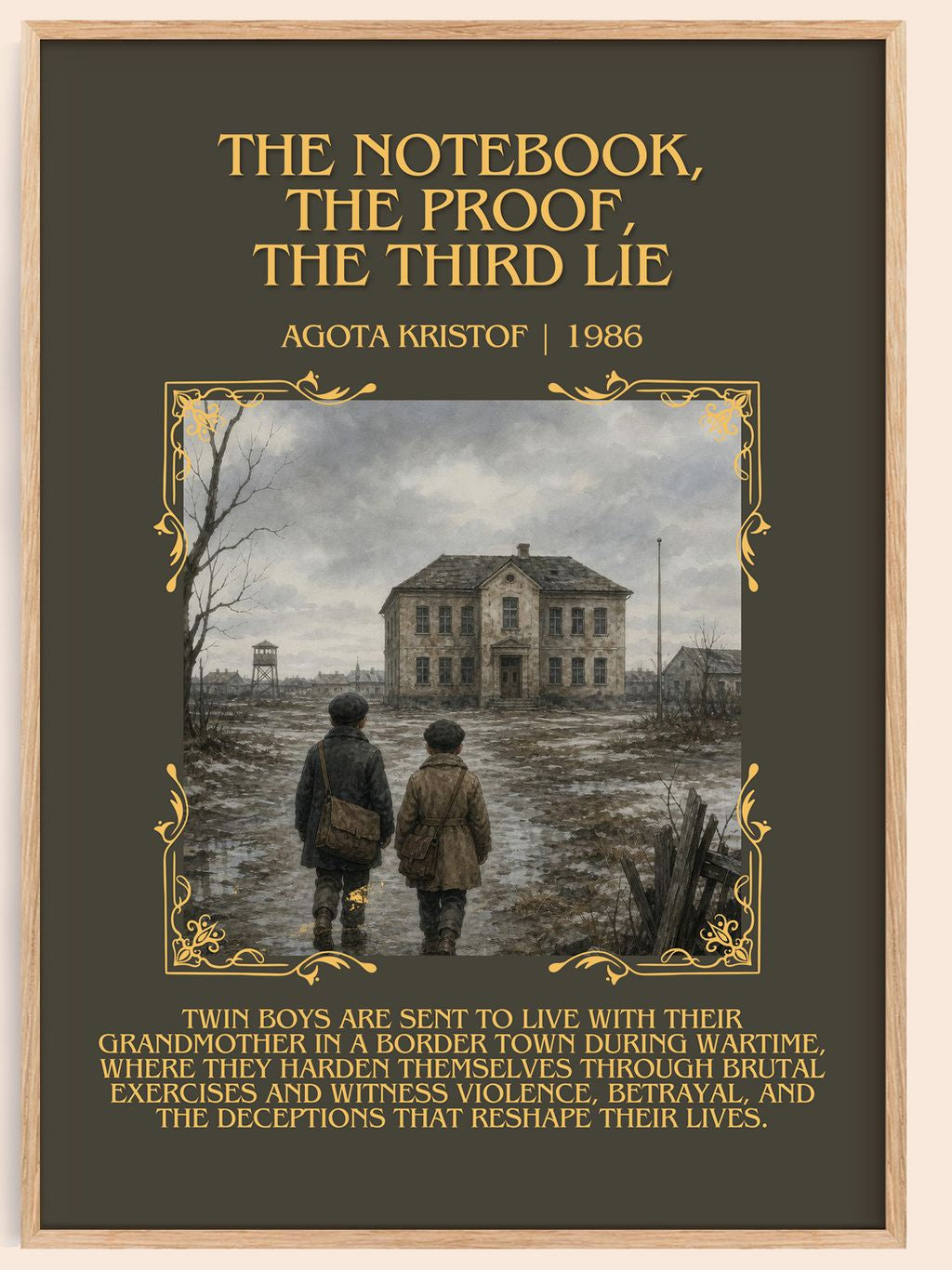 The Notebook, The Proof, The Third Lie Minimalist Book Poster by Agota Kristof – book poster