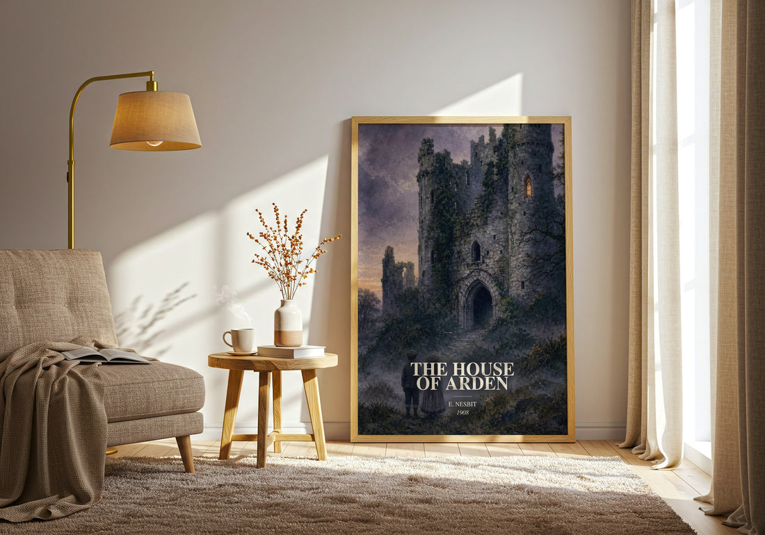 The House Of Arden watercolour print in frame leaning in hallway – childrens wall art (mockup)