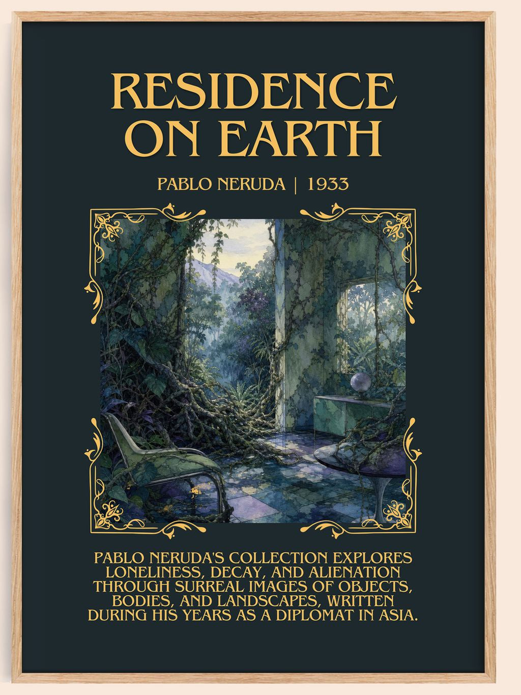 Residence on Earth Minimalist Book Poster by Pablo Neruda – book poster