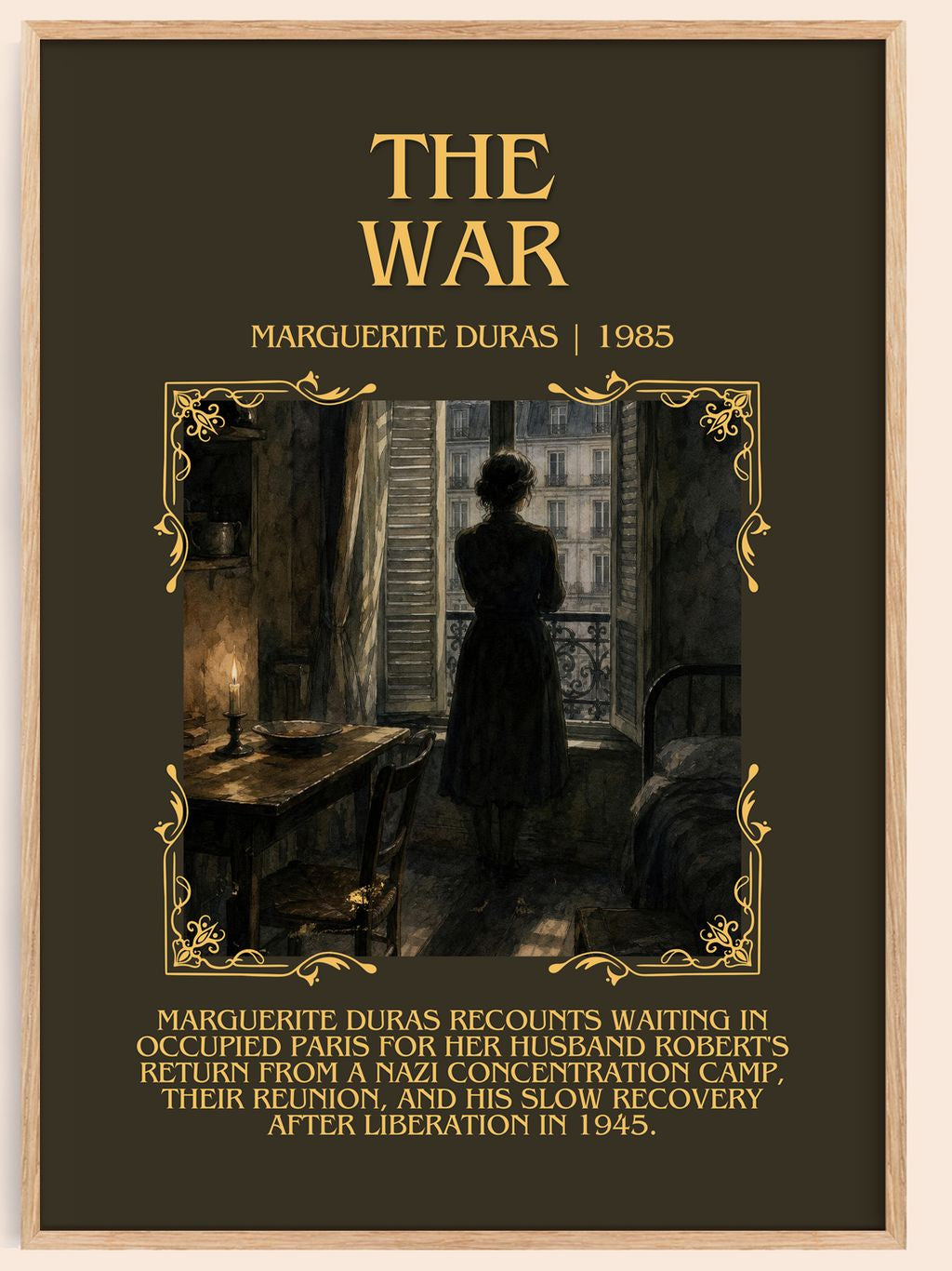 The War Minimalist Book Poster by Marguerite Duras – book poster