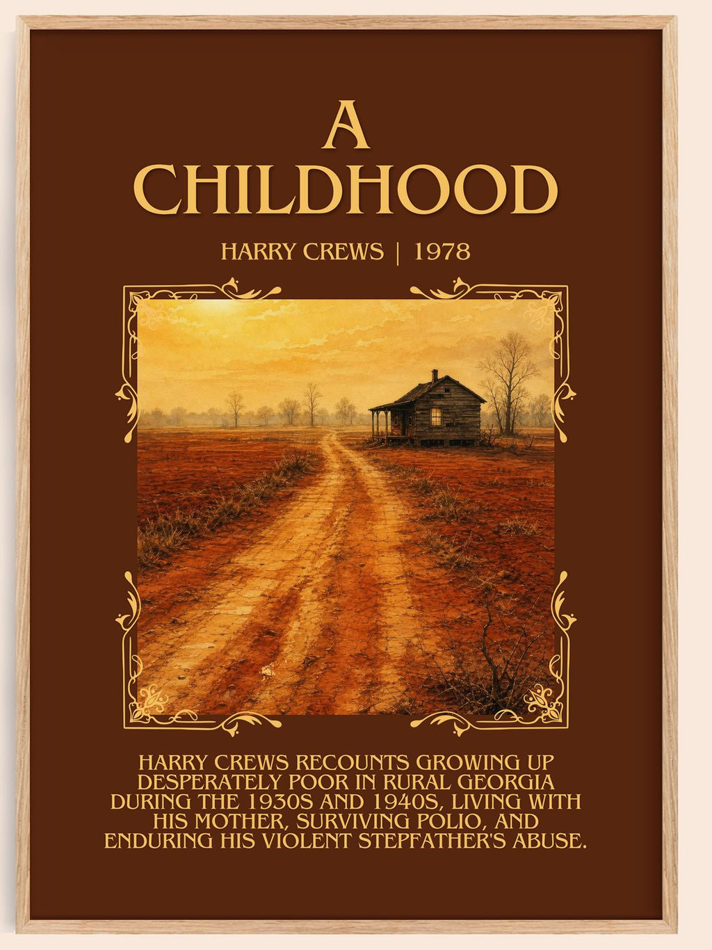 A Childhood Minimalist Book Poster by Harry Crews – book poster