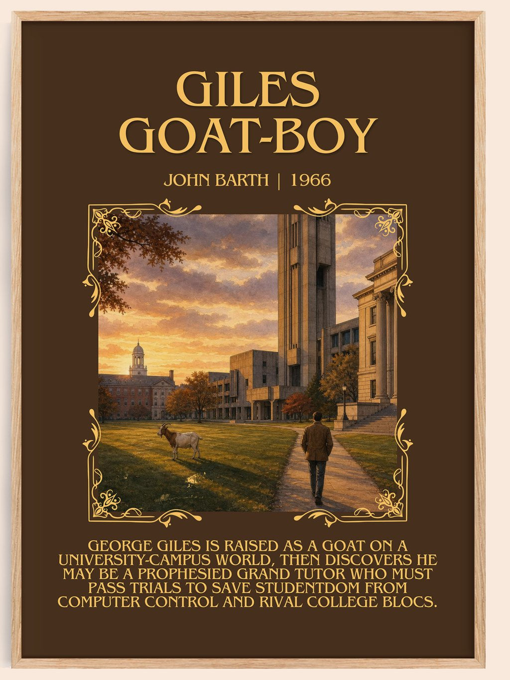 Giles Goat-Boy Minimalist Book Poster by John Barth – book poster
