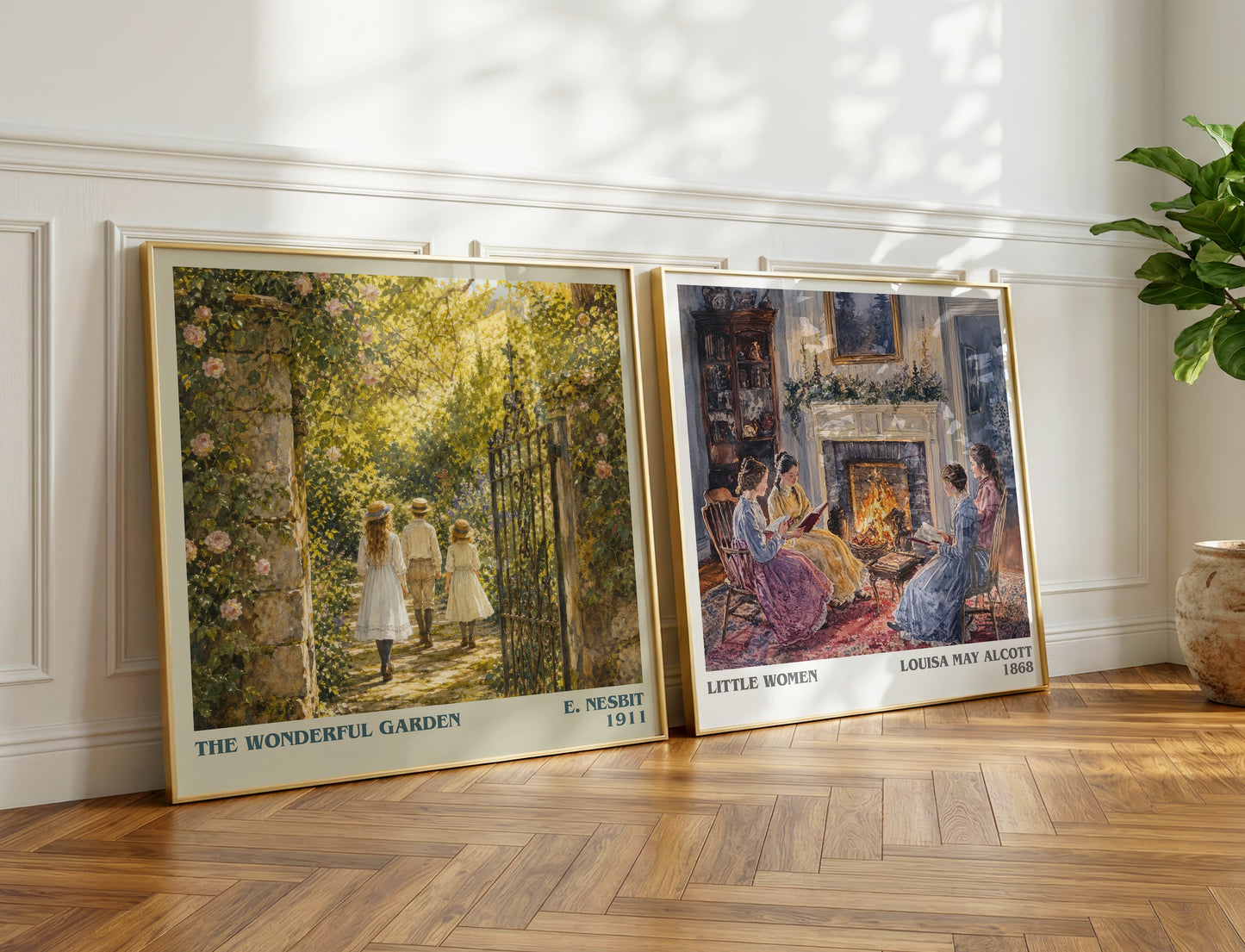The Wonderful Garden literary print on bookshelf – E. Nesbit fan gift