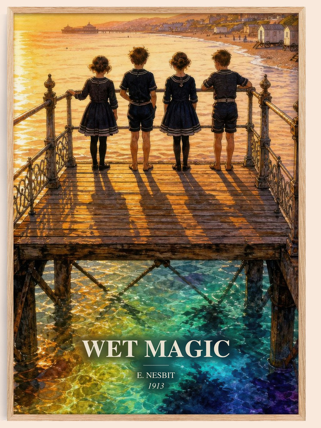 Wet Magic watercolour book poster by E. Nesbit – framed literary art print