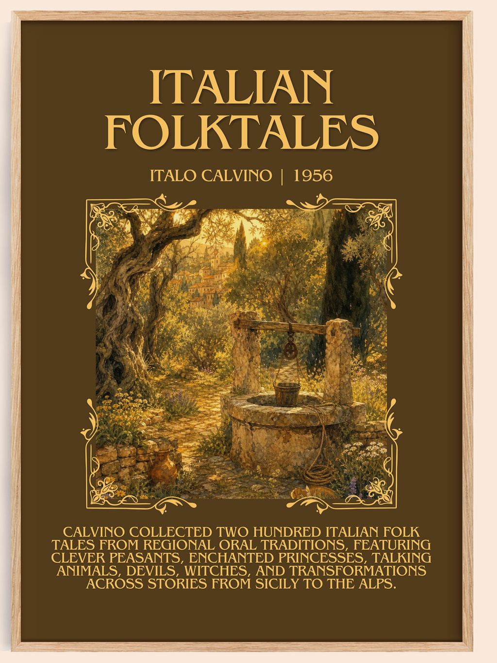 Italian Folktales Minimalist Book Poster by Italo Calvino – book poster