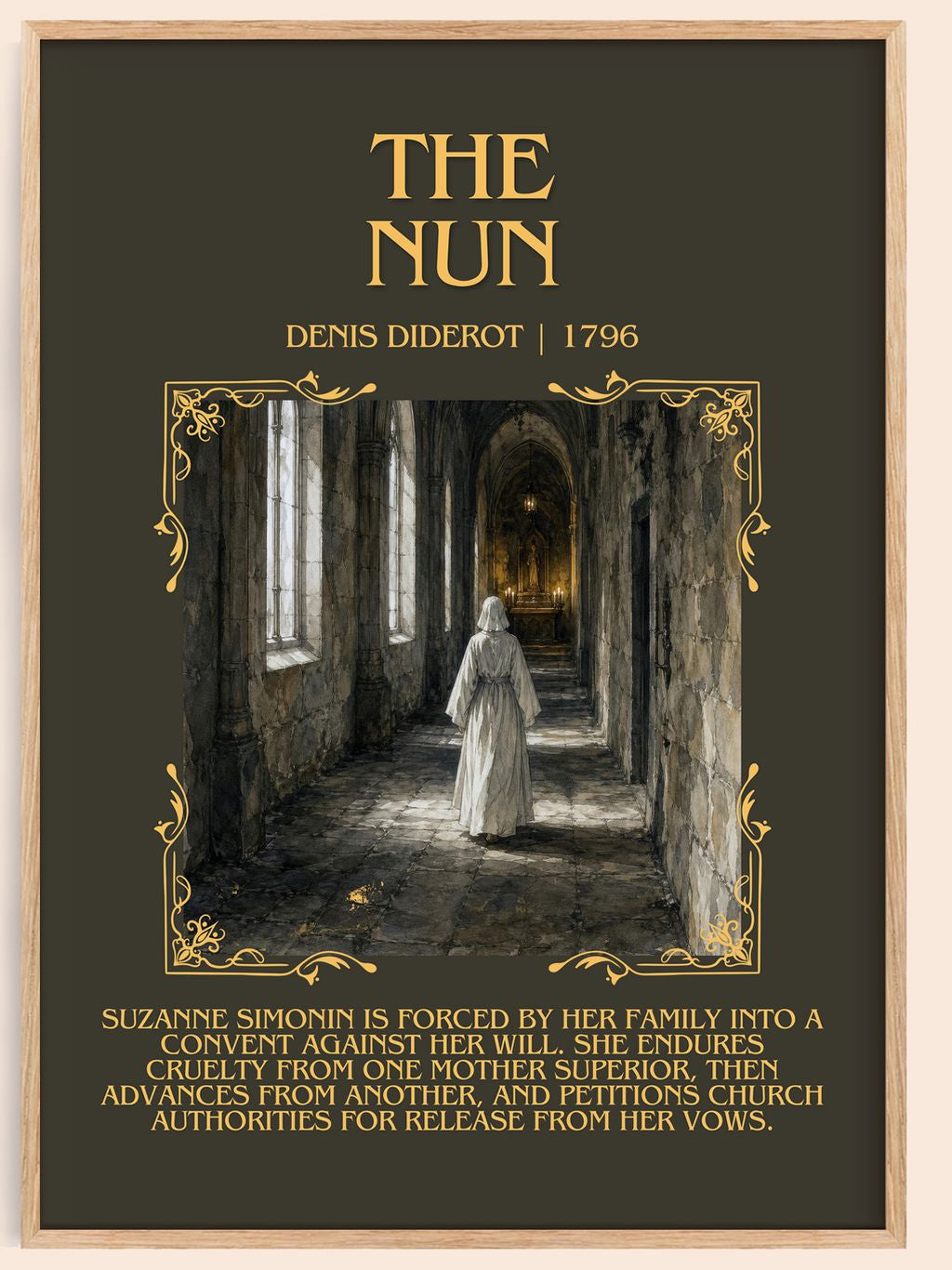 The Nun Minimalist Book Poster by Denis Diderot – book poster