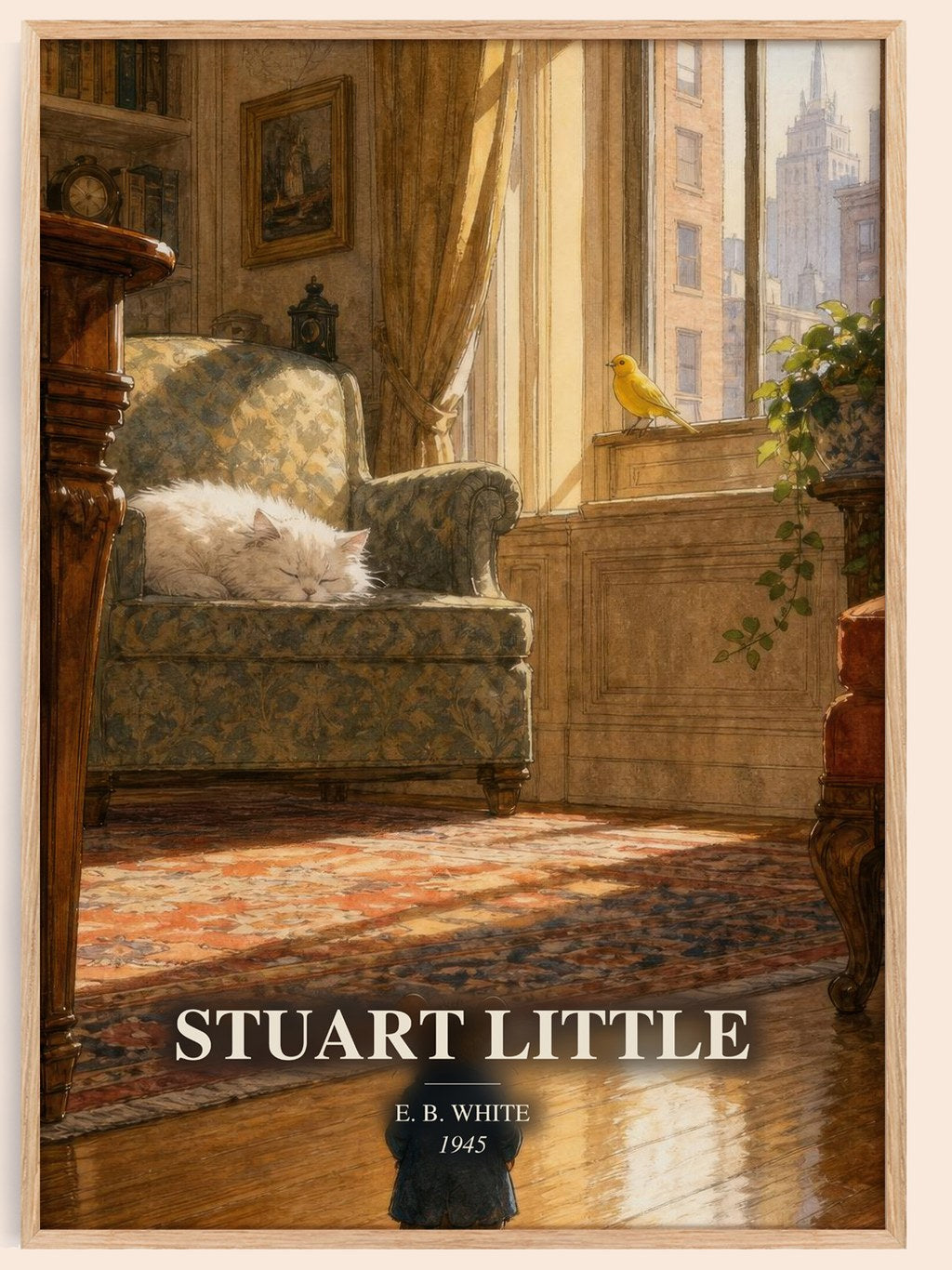 Stuart Little watercolour book poster by E. B. White – framed literary art print
