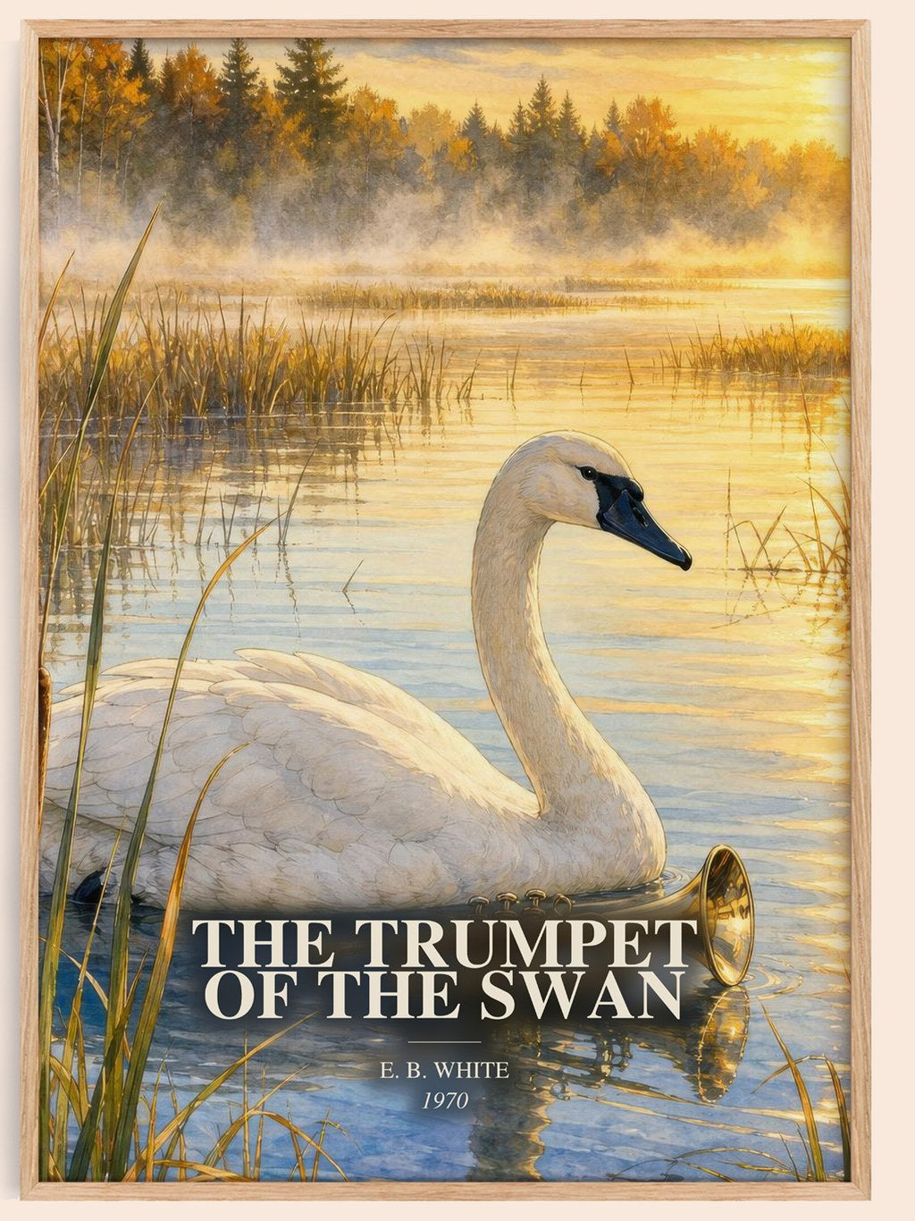 The Trumpet Of The Swan watercolour book poster by E. B. White – framed literary art print