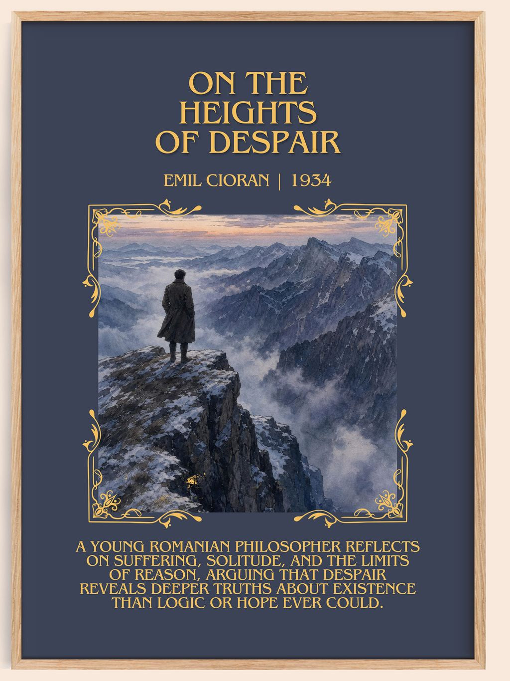 On the Heights of Despair Minimalist Book Poster by Emil Cioran – book poster