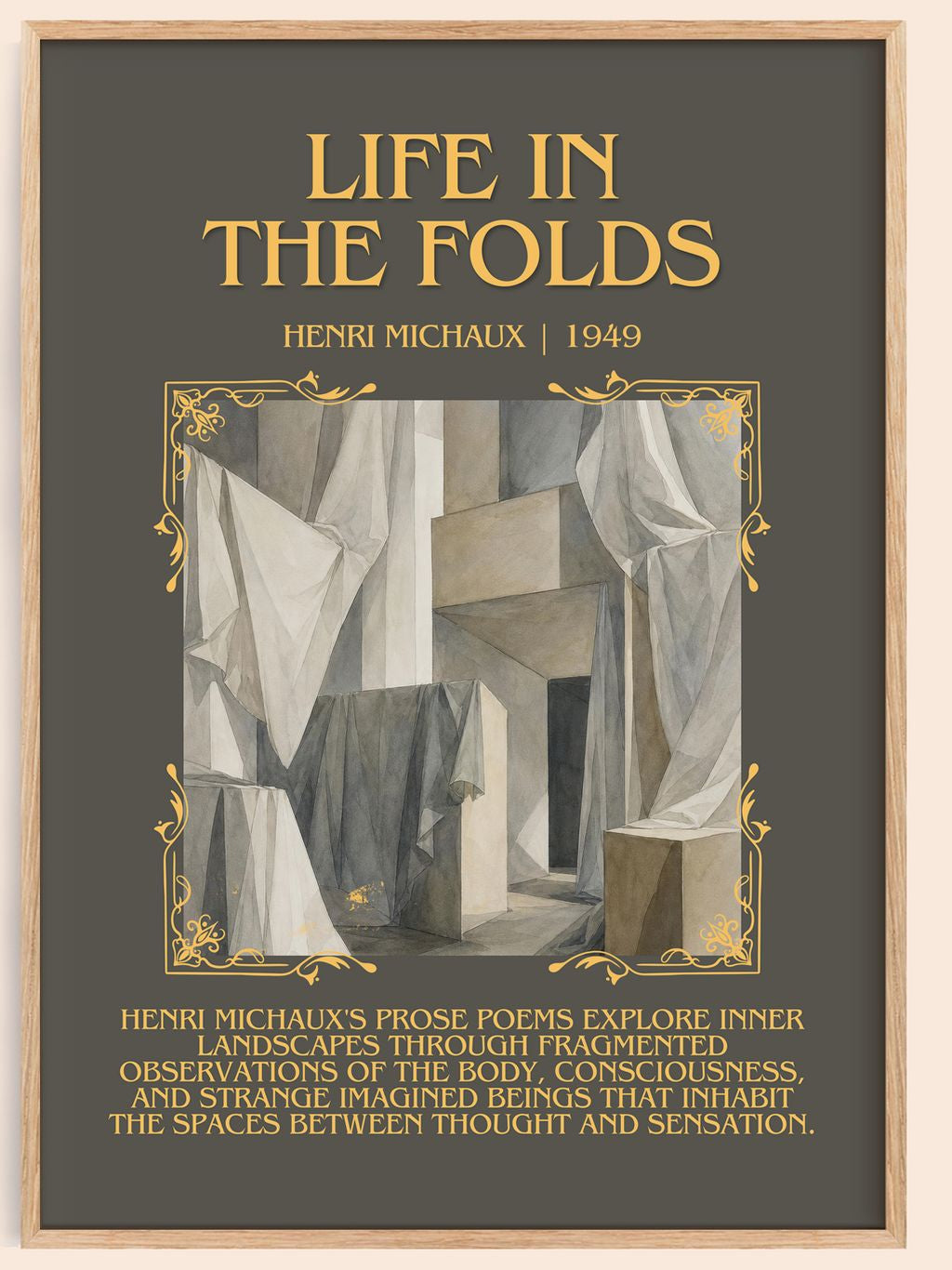 Life In The Folds Minimalist Book Poster by Henri Michaux – book poster