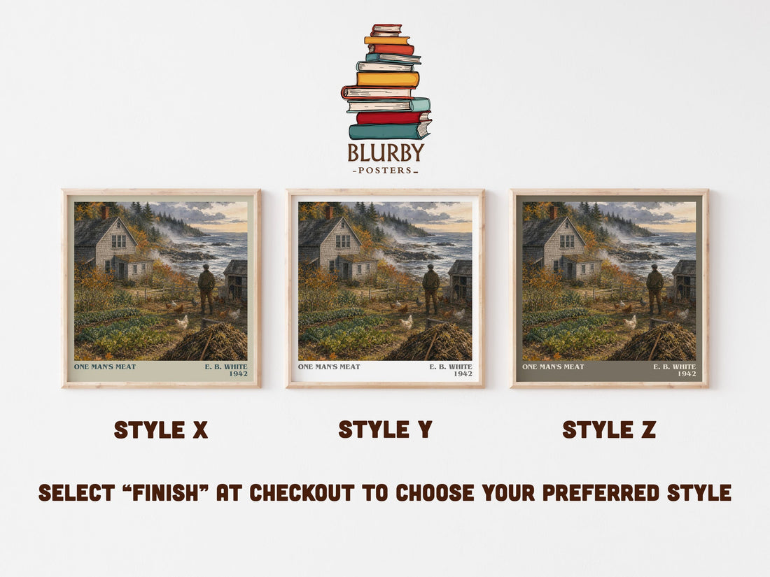 One Man'S Meat literary print in frame leaning in hallway – non fiction wall art (mockup)