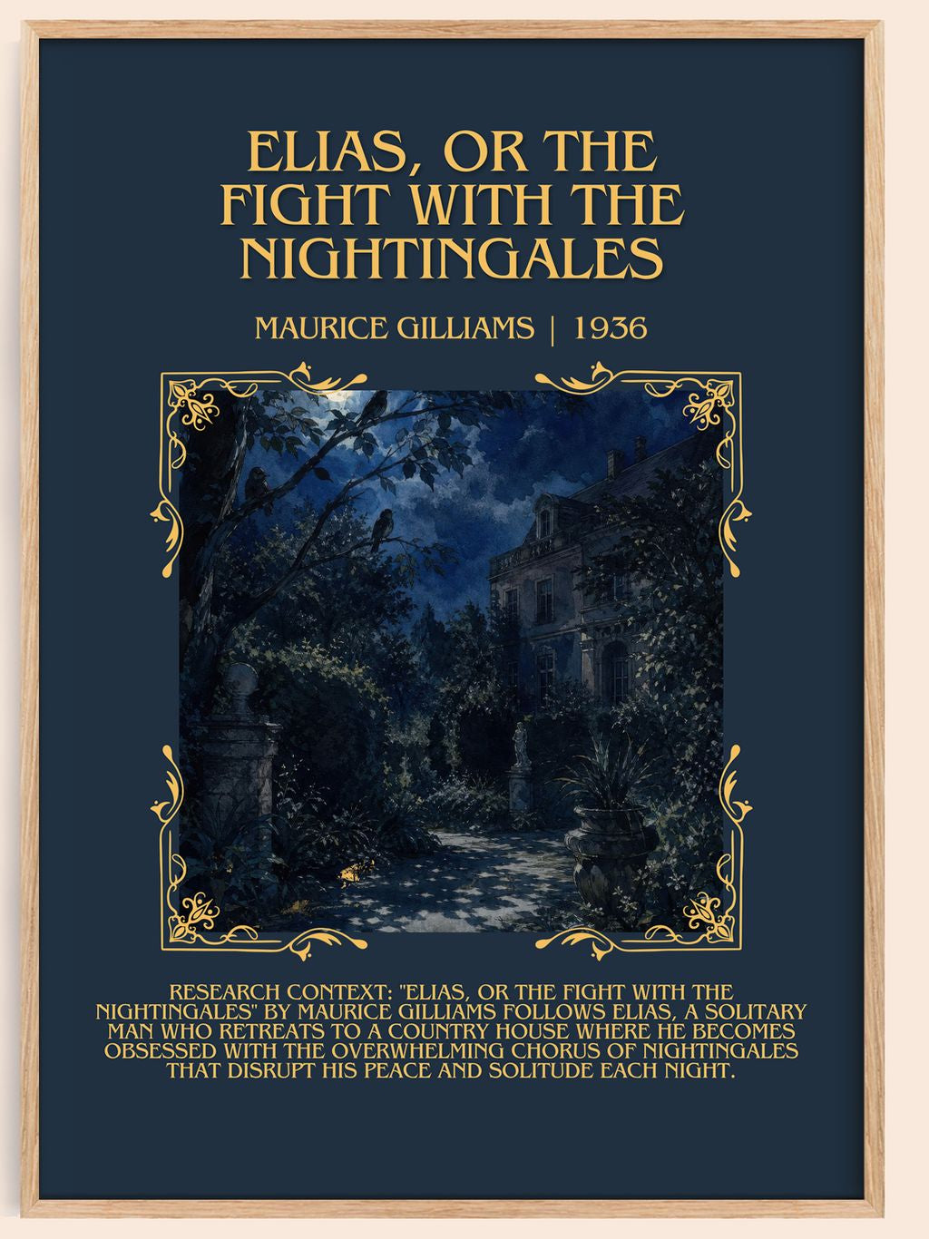 Elias, Or The Fight With The Nightingales Minimalist Book Poster by Maurice Gilliams – book poster