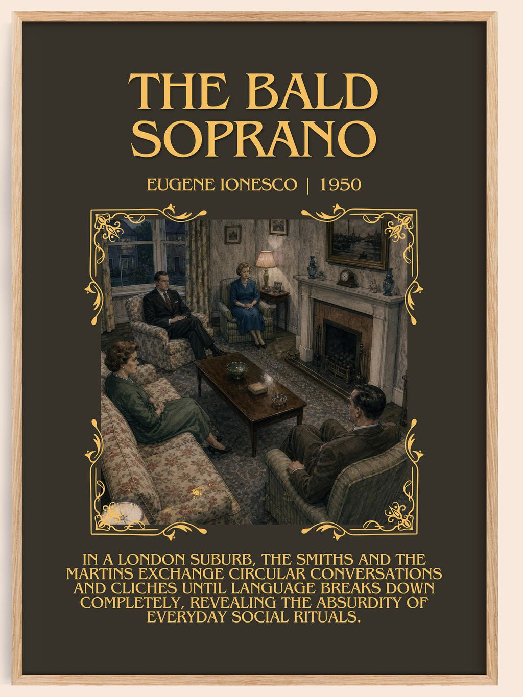 The Bald Soprano Minimalist Book Poster by Eugène Ionesco – book poster
