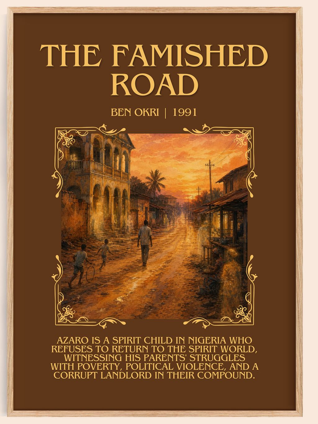 The Famished Road Minimalist Book Poster by Ben Okri – book poster