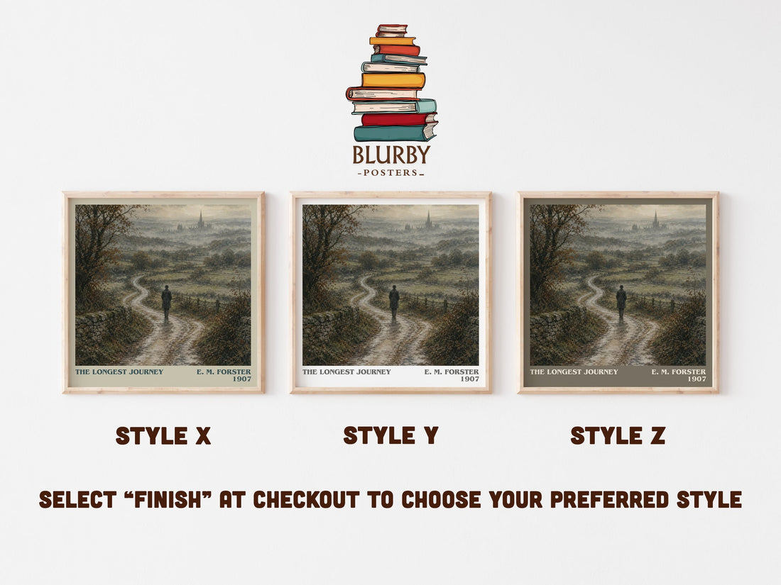 The Longest Journey literary print in frame leaning in hallway – classic literature wall art (mockup)