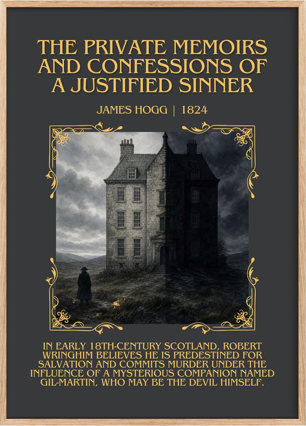 The Private Memoirs and Confessions of a Justified Sinner Minimalist Book Poster by James Hogg